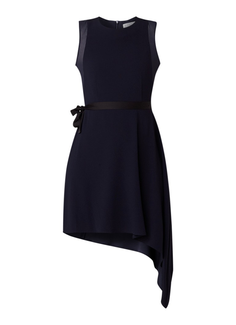 Claudie Pierlot Rasalia mini-jurk met strikceintuur en asymmetrische zoom donkerblauw