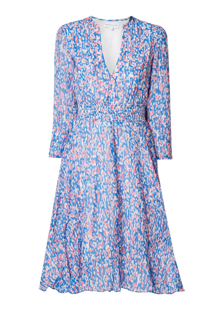 Fabienne Chapot Shirley A-lijn jurk met abstract dessin middenblauw