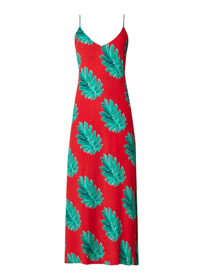 Fabienne Chapot Olivia maxi-jurk met bladdessin rood