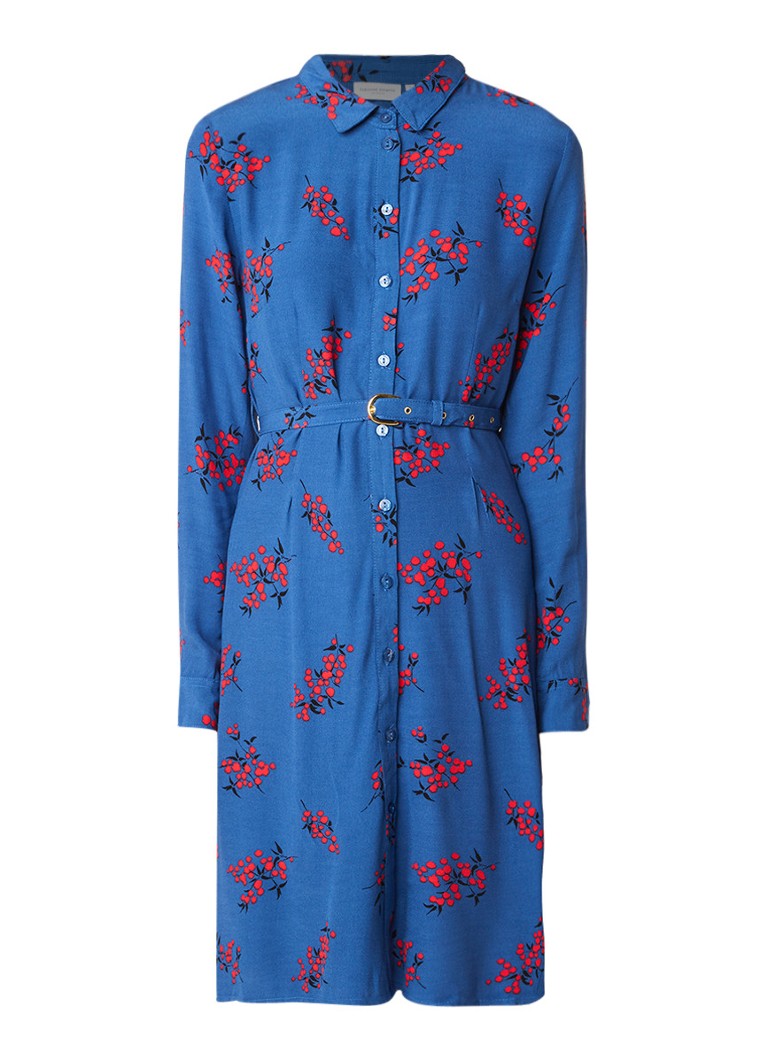 Fabienne Chapot Hayley blousejurk met bloemendessin en ceintuur blauw