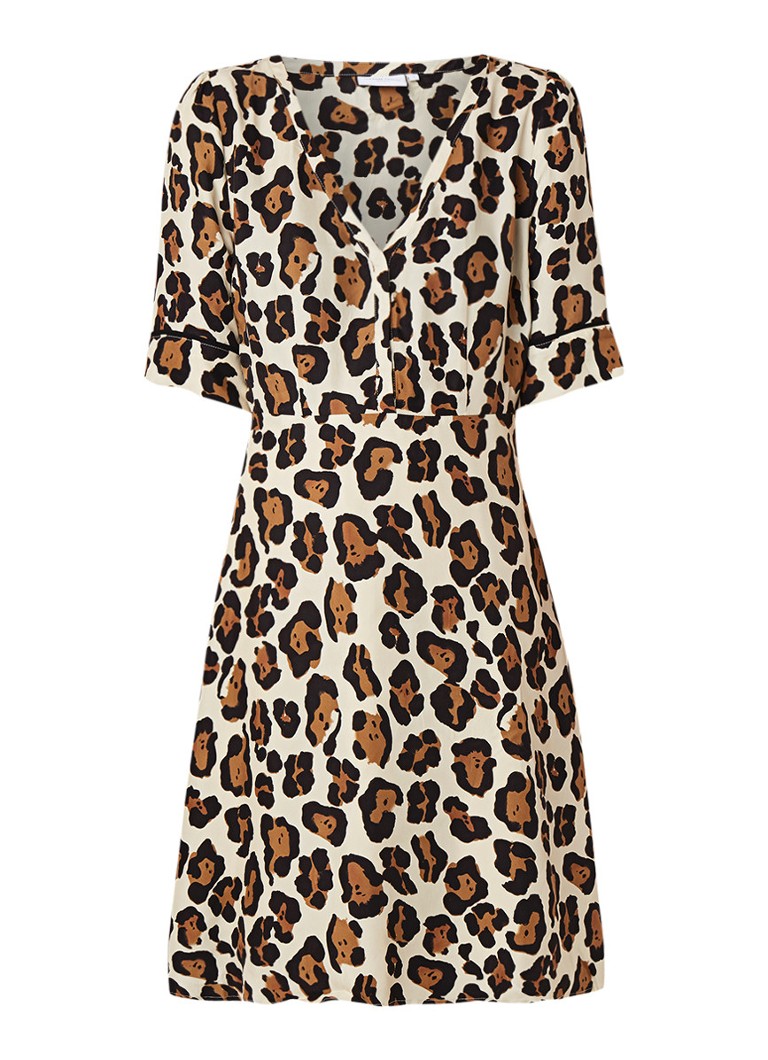 Fabienne Chapot Tea A-lijn jurk met luipaarddessin creme