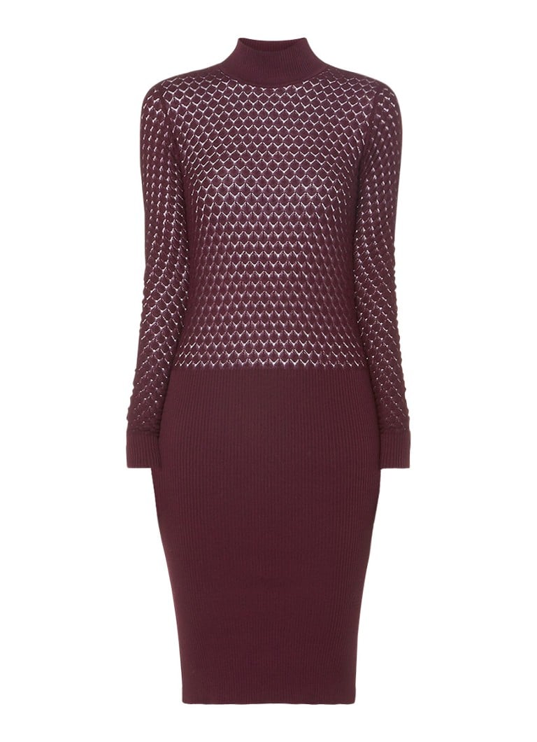Storm & Marie Elena gebreide jurk met structuur aubergine
