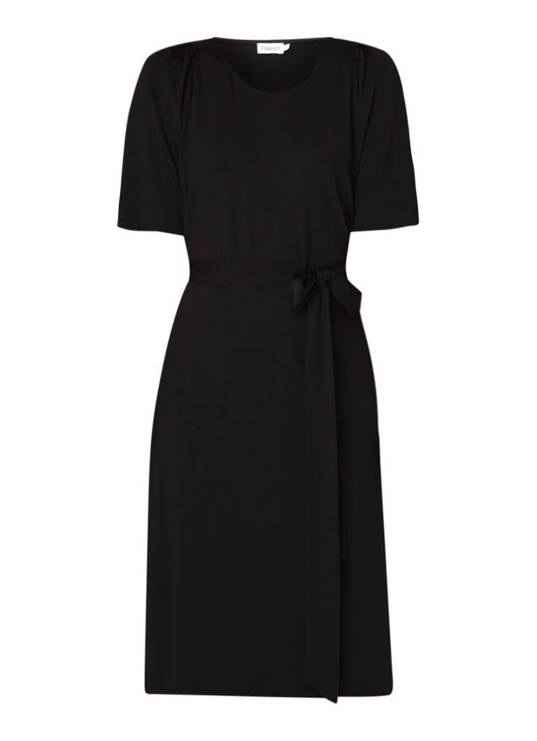 Filippa K Jersey midi-jurk met strikceintuur zwart