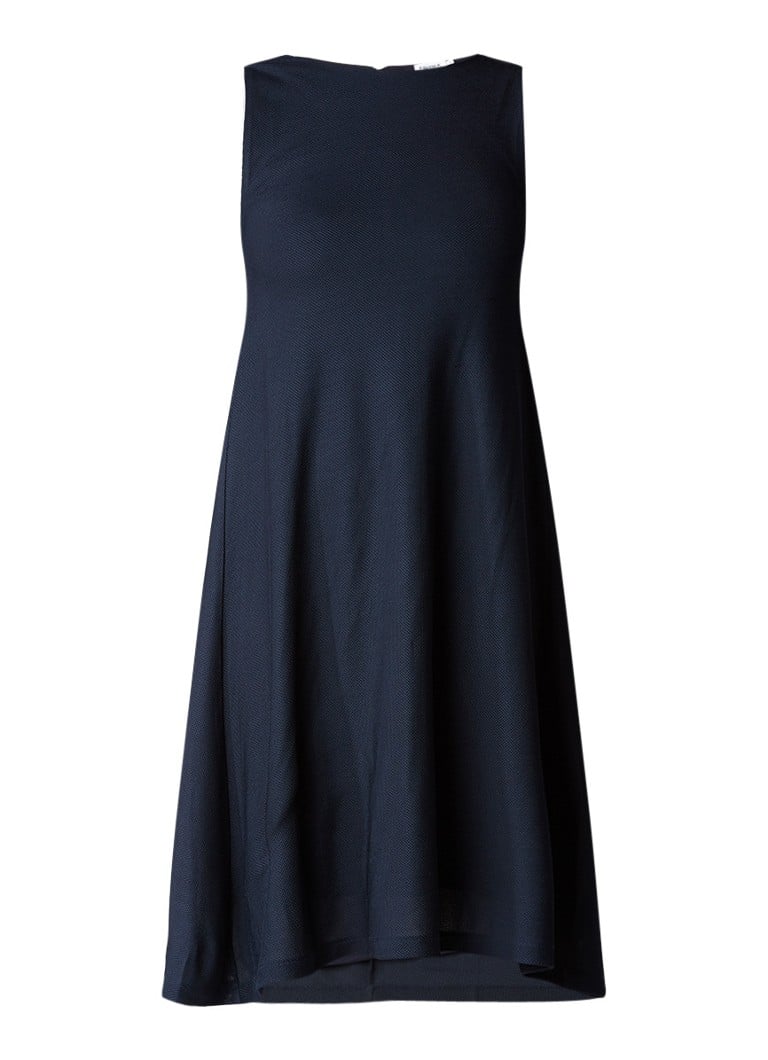 Filippa K Lael mouwloze midi-jurk met structuur donkerblauw