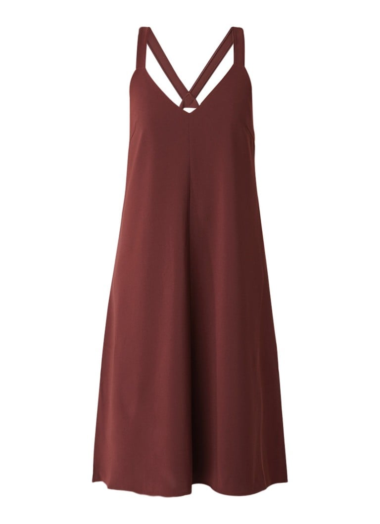 Filippa K Ami Slip midi-jurk met splits kastanjebruin