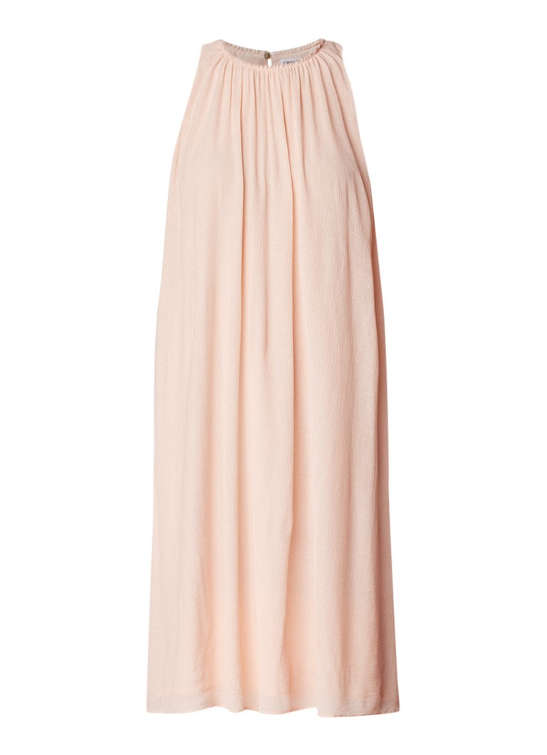 Filippa K Mouwloze jurk met plooien en keyhole zalmroze