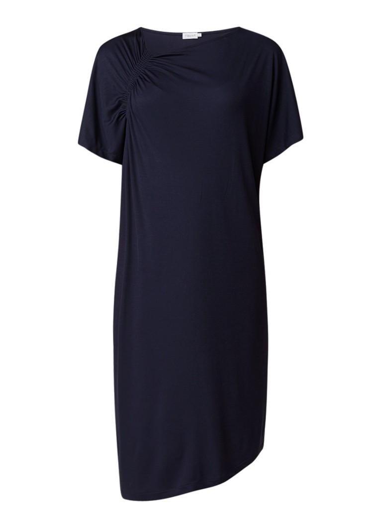 Filippa K T-shirt jurk met gesmockt detail donkerblauw