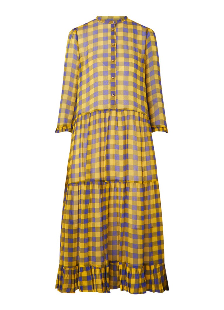 Baum und Pferdgarten Alexondra semi-transparante blouse-jurk met ruitdessin geel