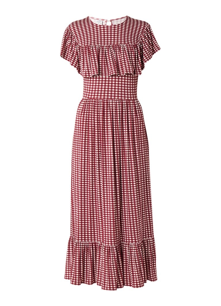 Baum und Pferdgarten Jannie maxi-jurk van jersey met gingham ruit bordeauxrood