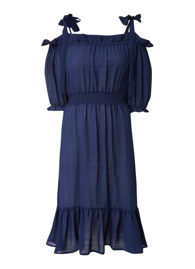 Baum und Pferdgarten Abril jurk met strikdetail en gesmockte taille blauw