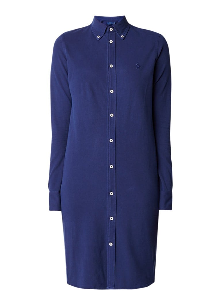 Ralph Lauren Blousejurk van piqué katoen met logoborduring donkerblauw