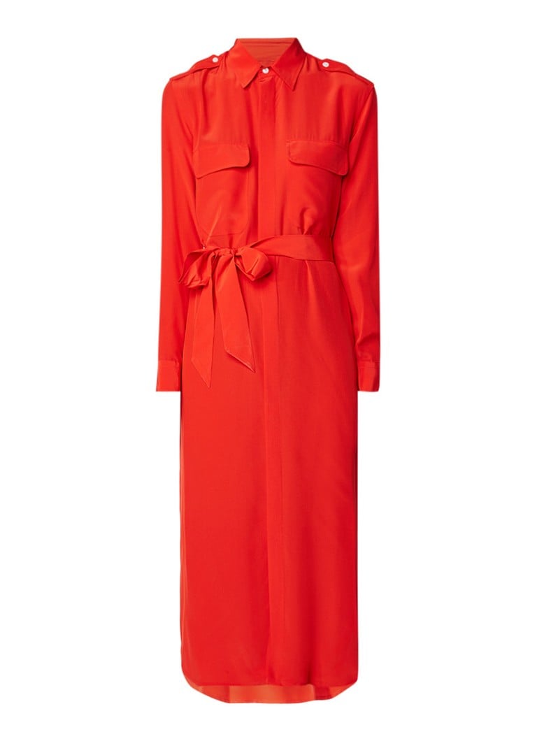 Ralph Lauren Maxi blousejurk met borstzak oranjerood