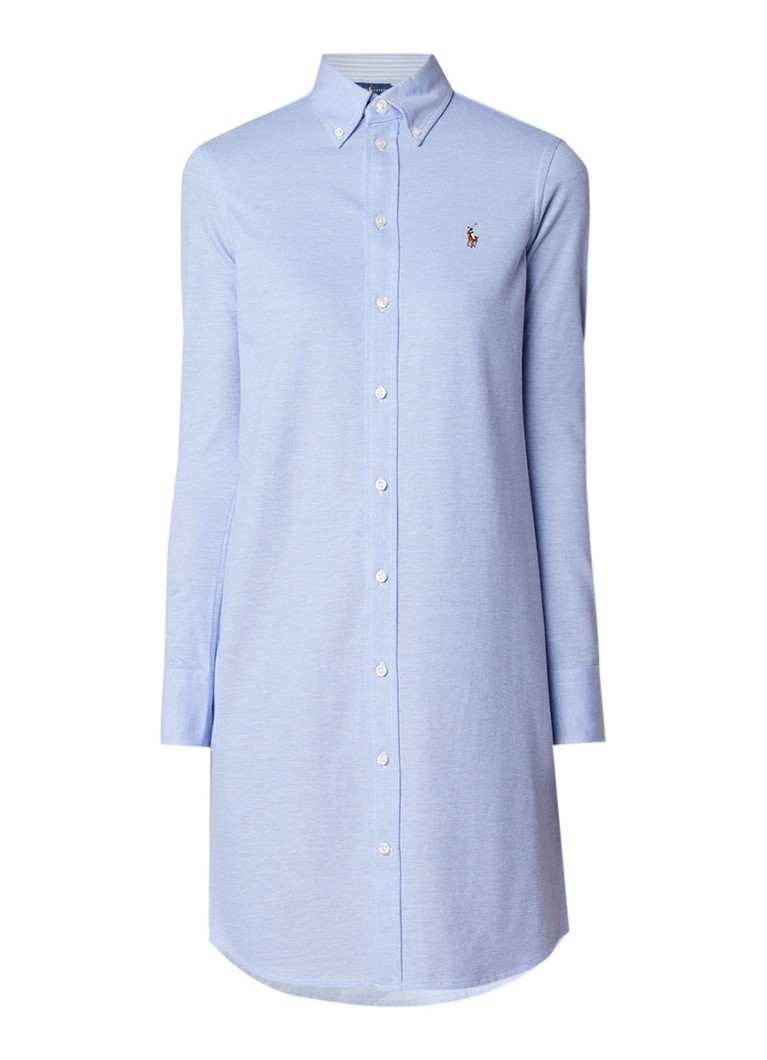 Ralph Lauren Button down blousejurk van piquÃ© katoen lichtblauw
