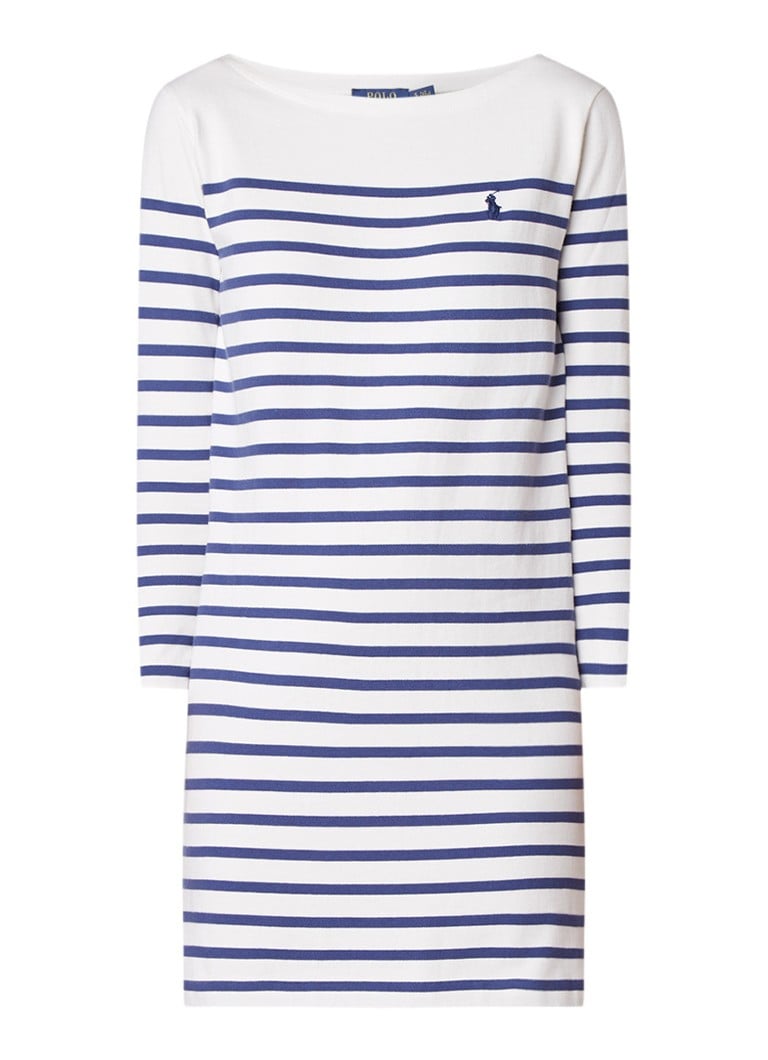 Ralph Lauren Jersey jurk met streepdessin donkerblauw