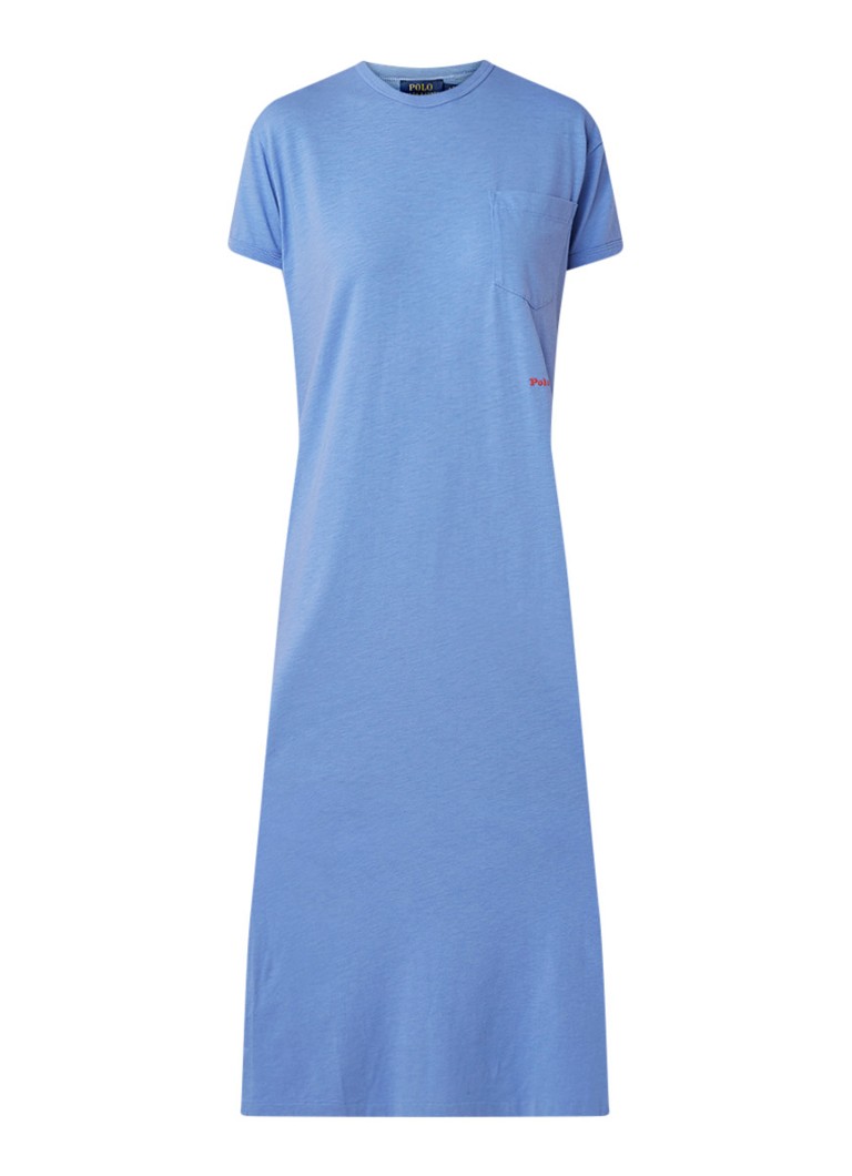 Ralph Lauren Loose fit T-shirt jurk met borstzak en split lavendel