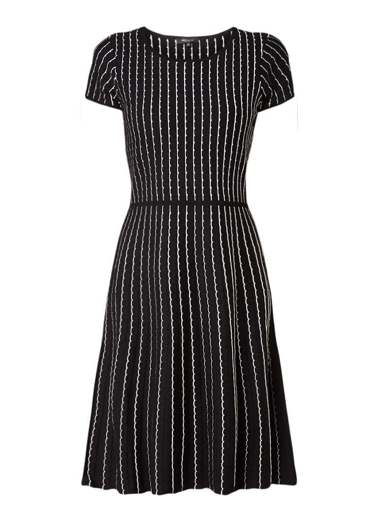 Claudia StrÃ¤ter A-lijn jurk met gestructureerd streepdessin zwart