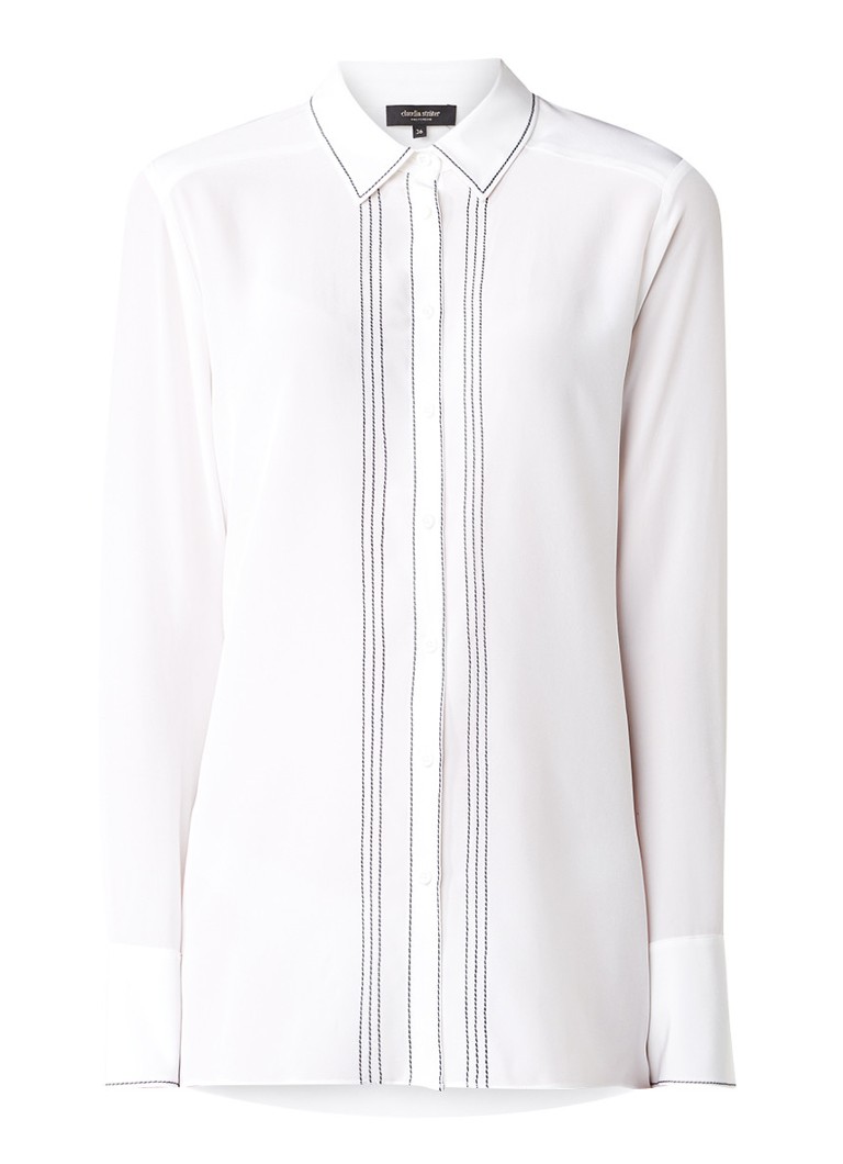 Claudia StrÃ¤ter Semi-transparante blouse van zijde met sierstiksels roze