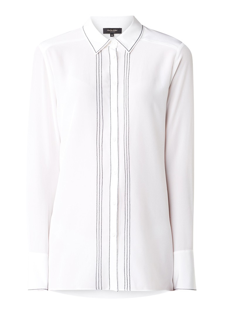 Claudia StrÃ¤ter Semi-transparante blouse van zijde met sierstiksels roze