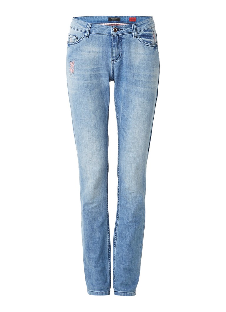 Claudia StrÃ¤ter Mid rise skinny jeans met destoyed details roze