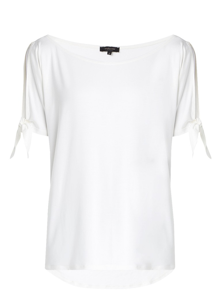 Claudia StrÃ¤ter Cold shoulder top met strikdetail roze