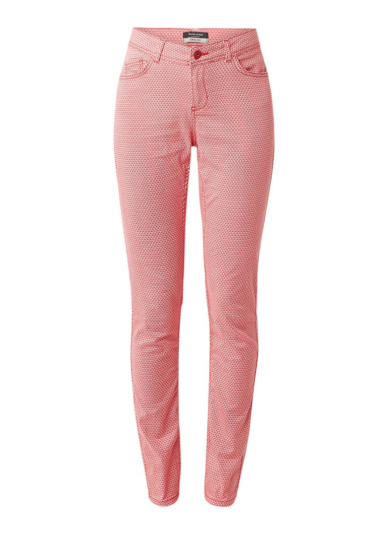 Claudia StrÃ¤ter Slim fit broek met stretch en dessin roze