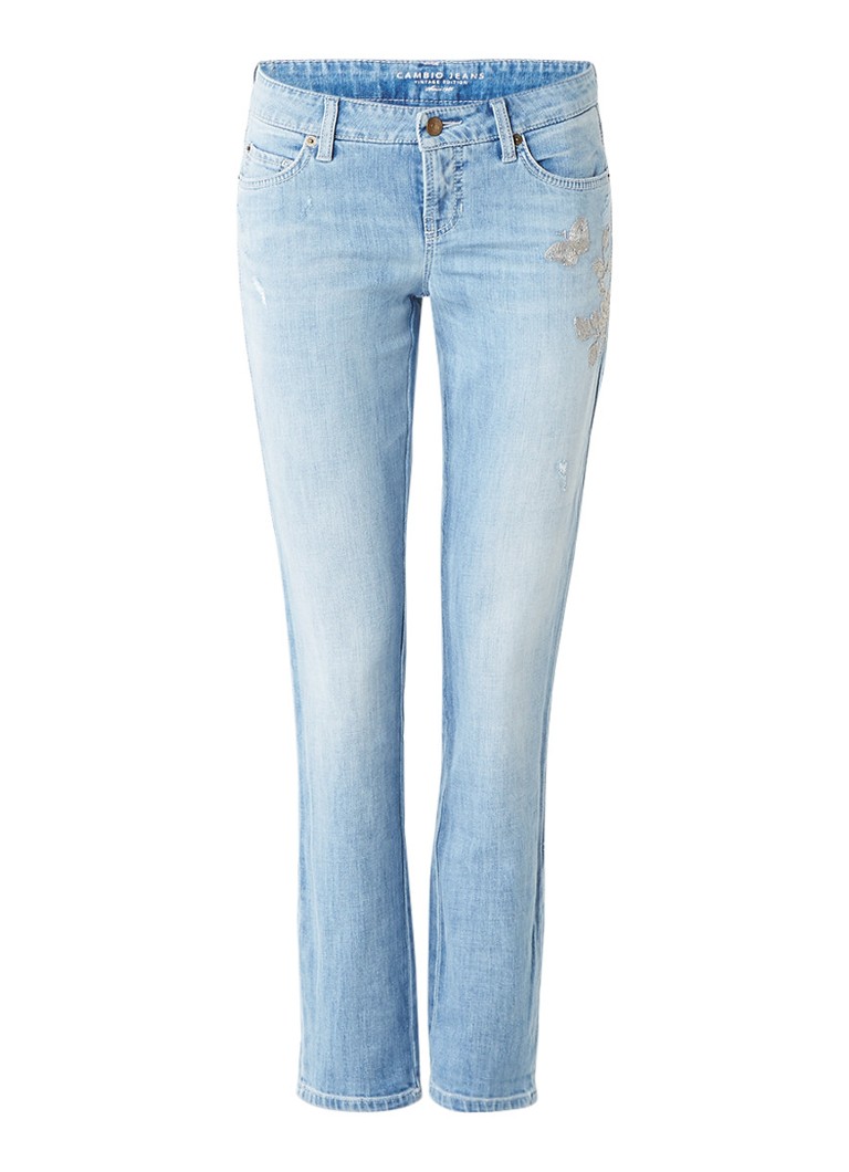 Claudia StrÃ¤ter Modern rise slim fit jeans met borduring roze