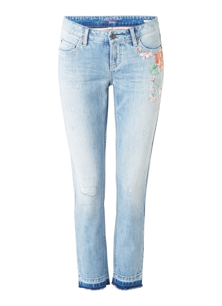 Claudia StrÃ¤ter Modern fit slim fit jeans met borduring roze