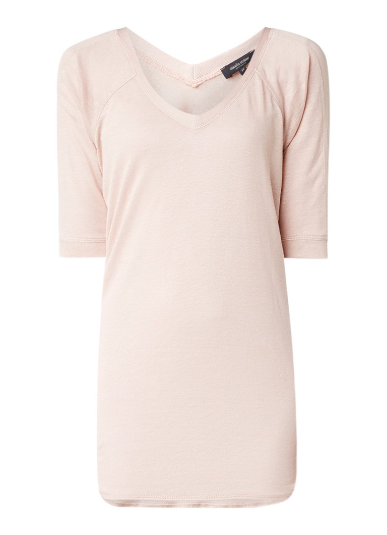 Claudia StrÃ¤ter Semi-transparant T-shirt in linnenblend roze