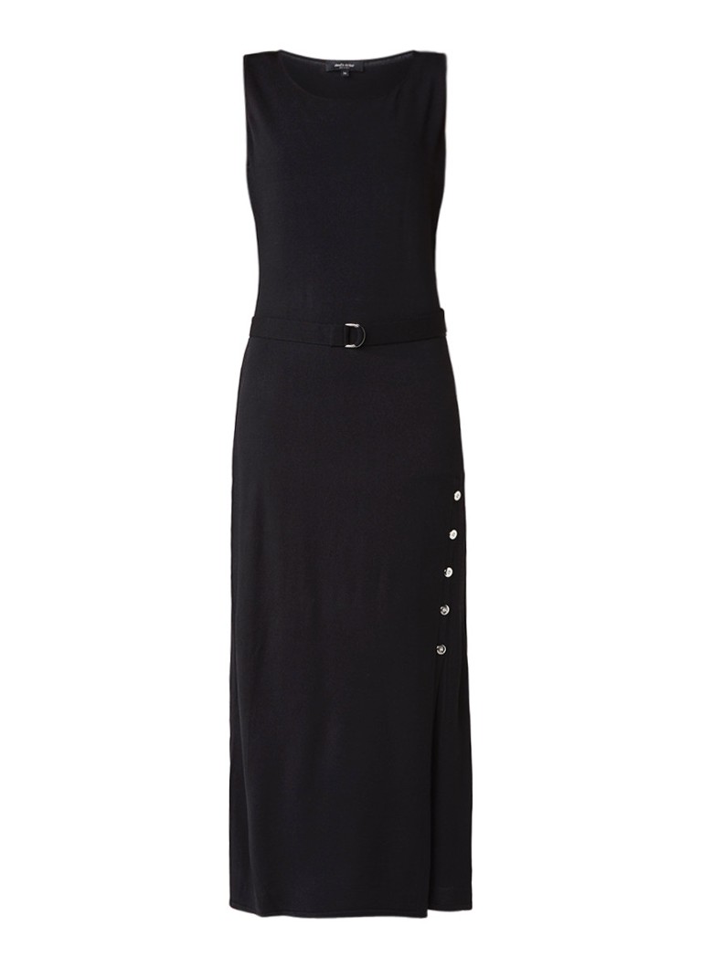 Claudia StrÃ¤ter Fijngebreide maxi-jurk met knoopdetail zwart