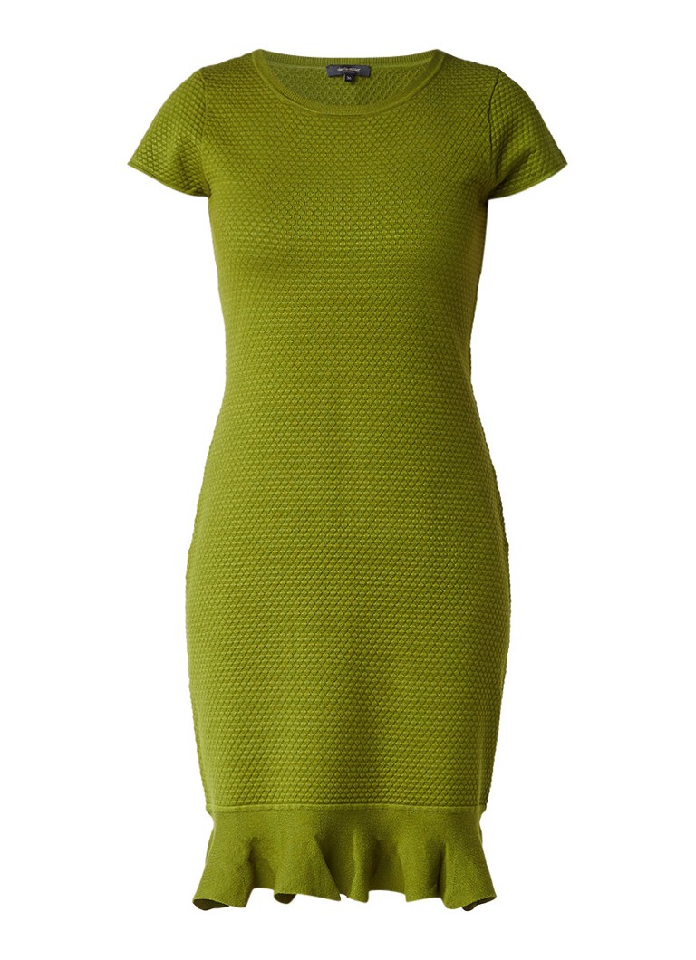 Claudia StrÃ¤ter Fijngebreide jurk met structuur en volant groen