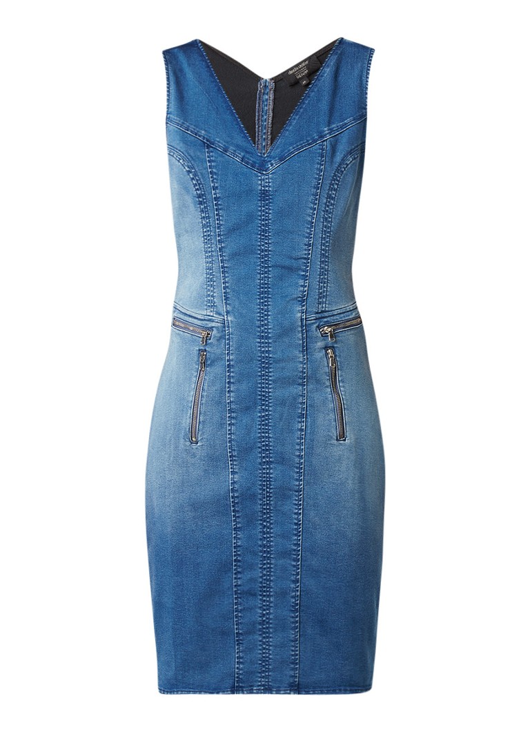 Claudia StrÃ¤ter Denim midi-jurk met ritsdetails indigo