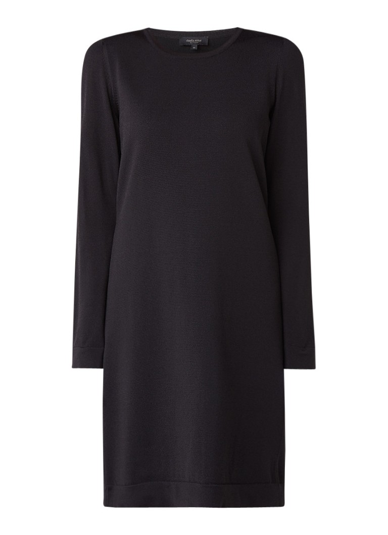 Claudia StrÃ¤ter Midi-jurk met uitneembare manchet en geplisseerde achterpand zwart