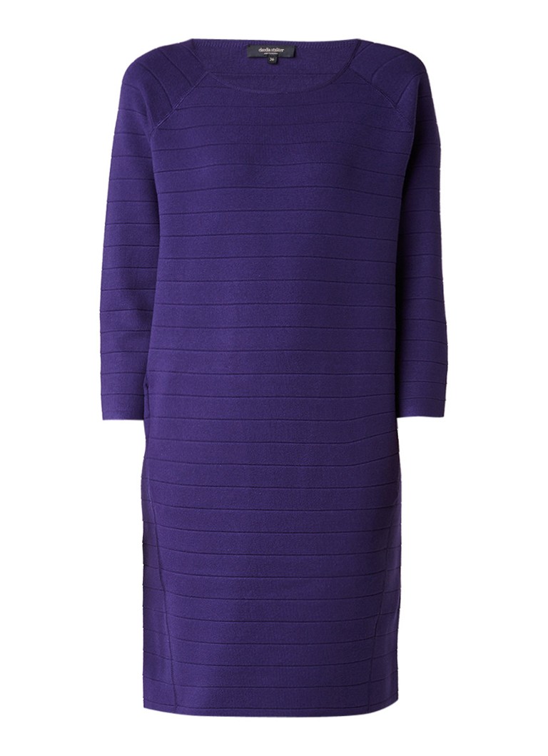 Claudia StrÃ¤ter Jersey jurk met halflange mouw en ingebreid streepdessin paars