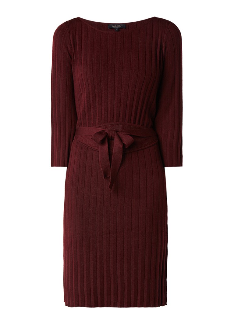 Claudia StrÃ¤ter Ribgebreide trui-jurk van merinowol bordeaux