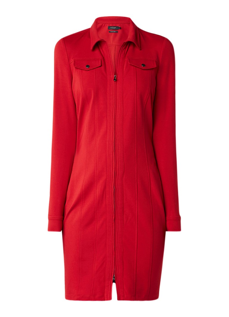 Claudia StrÃ¤ter Jersey blousejurk met ritssluiting rood
