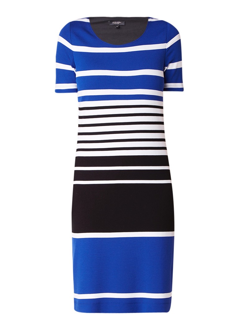 Claudia StrÃ¤ter Midi-jurk met streepdessin kobaltblauw