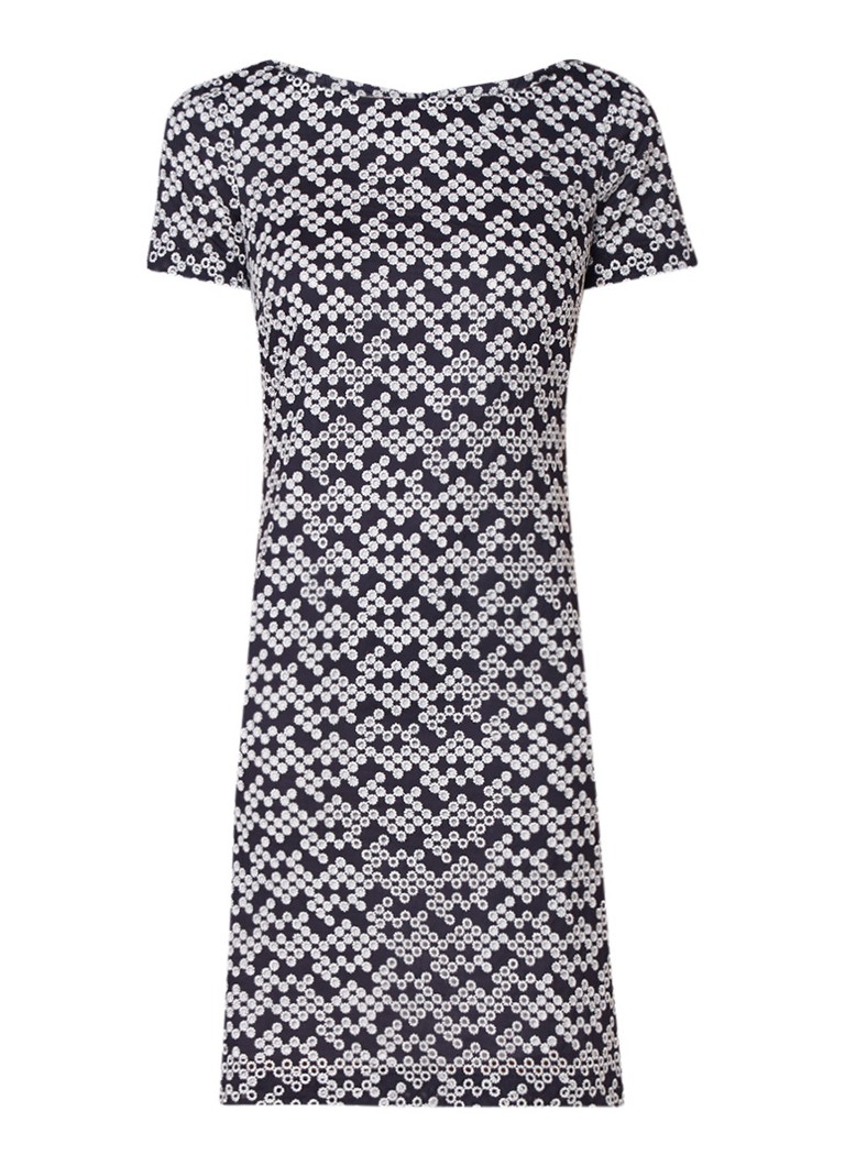 Claudia Sträter Midi-jurk van katoen met broderie donkerblauw