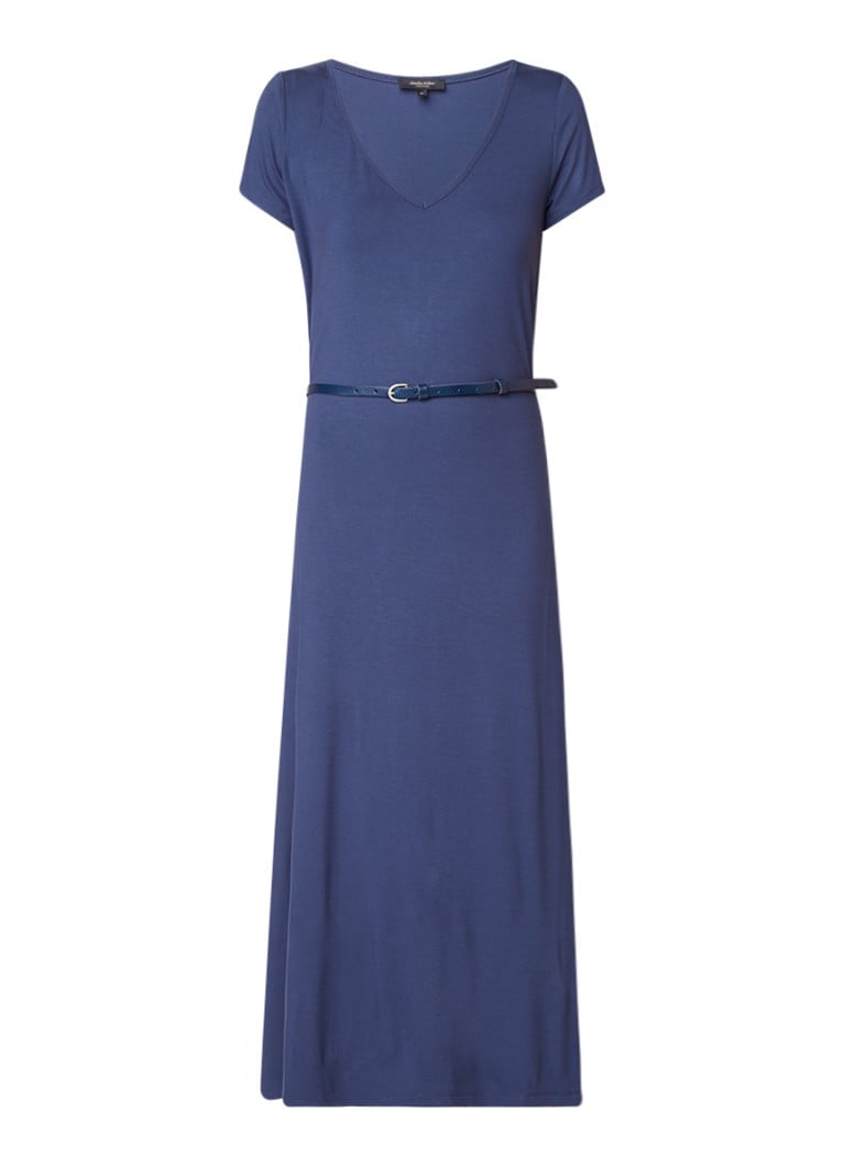 Claudia StrÃ¤ter Maxi-jurk van jersey met ceintuur donkerblauw