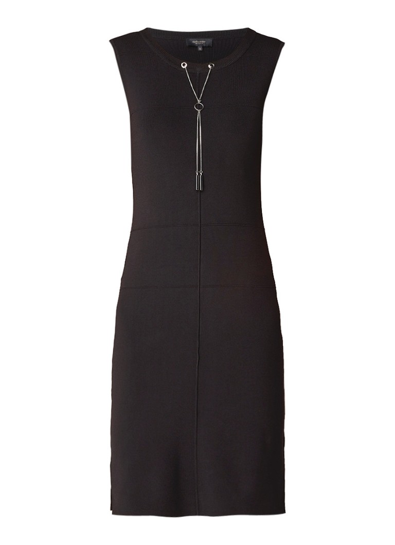 Claudia StrÃ¤ter Fijngebreide jurk met kettingdetail zwart