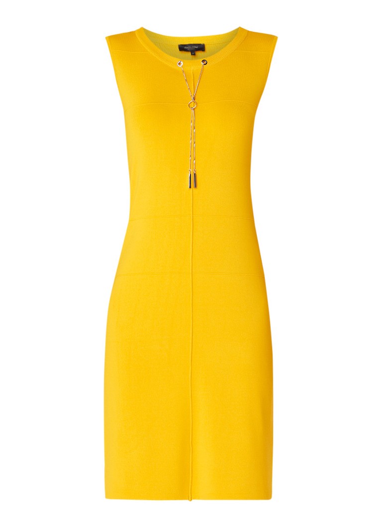 Claudia StrÃ¤ter Fijngebreide jurk met kettingdetail geel