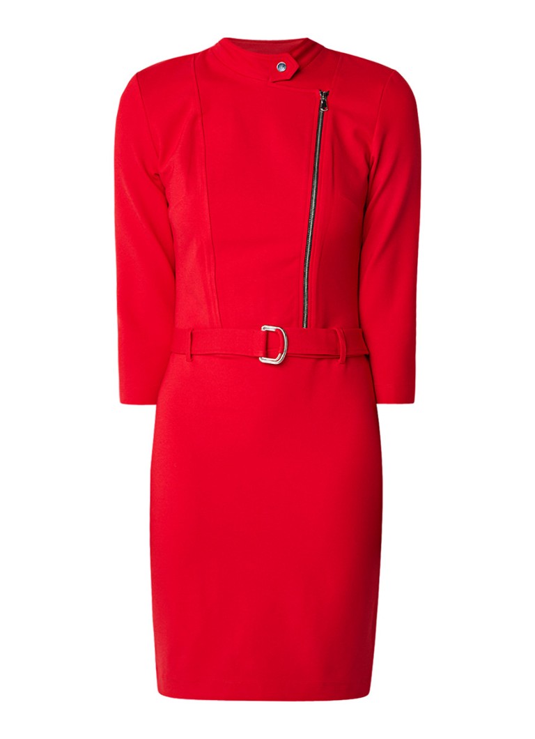 Claudia StrÃ¤ter Midi-jurk van jersey met rits en ceintuursluiting rood