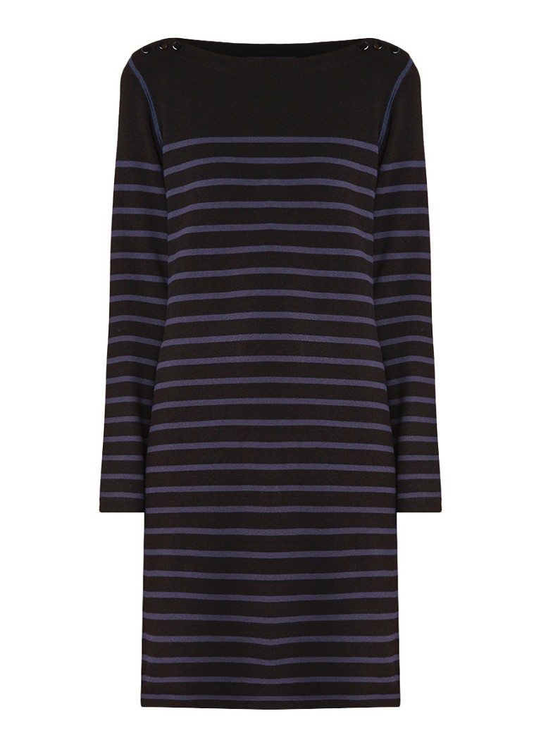 Claudia StrÃ¤ter Fijngebreide jurk met streepdessin en stretch indigo