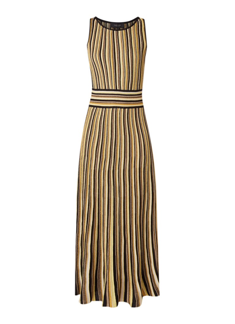 Claudia StrÃ¤ter Gebreide maxi-jurk met streepdessin en lurex goud