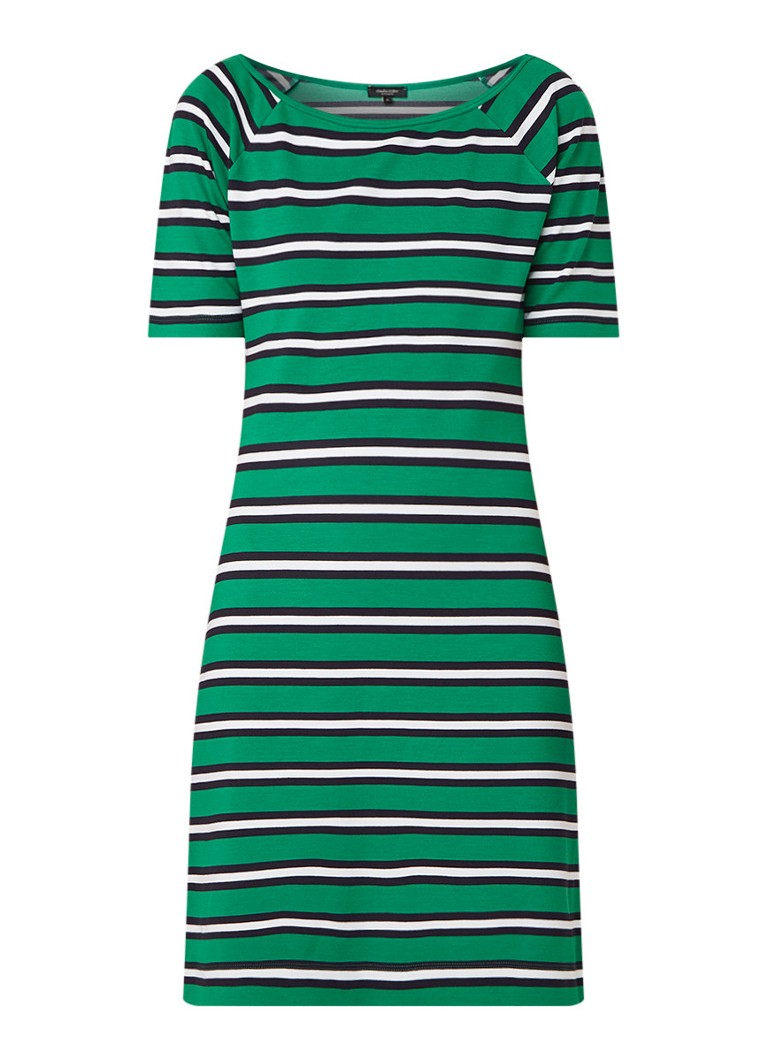 Claudia StrÃ¤ter Midi-jurk met boothals en streepdessin groen