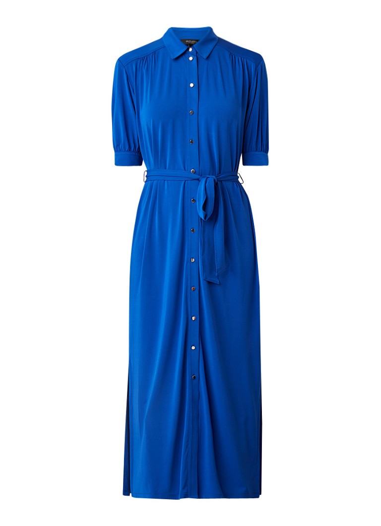 Claudia StrÃ¤ter Maxi blousejurk met strikceintuur kobaltblauw