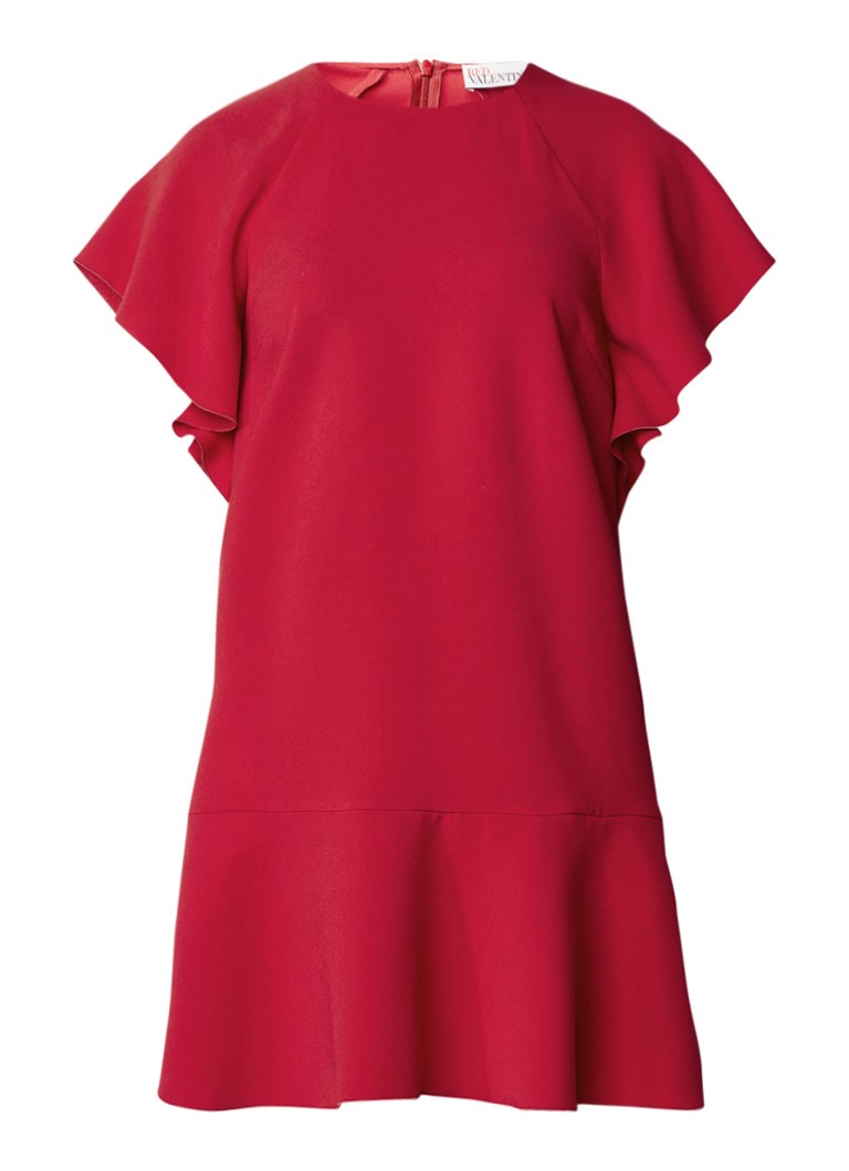 Red Valentino Mini-jurk met volant donkerrood