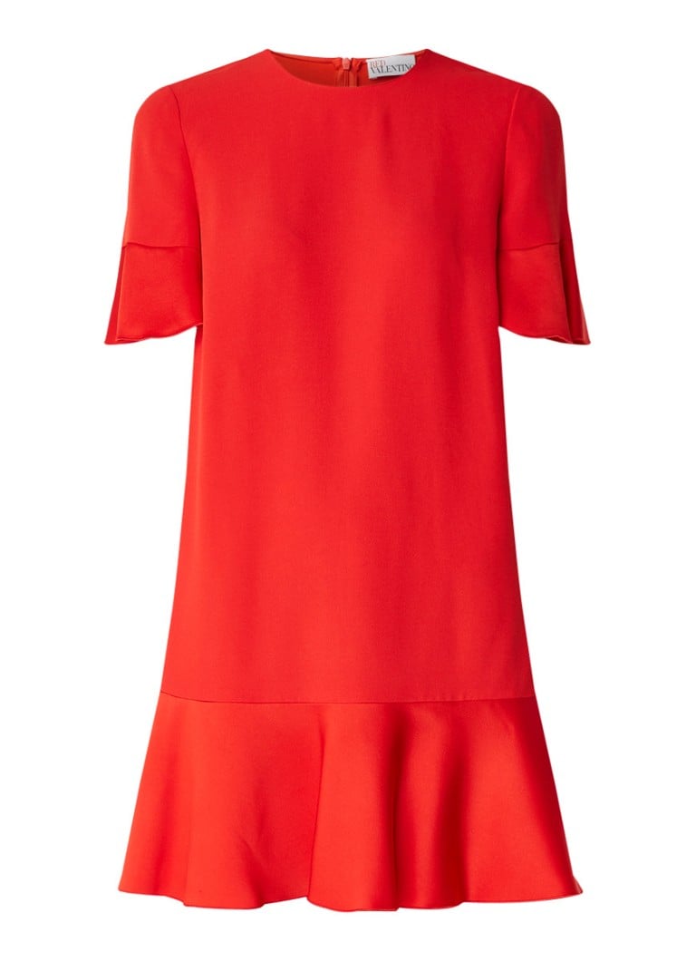 Red Valentino Peplum midi-jurk van crÃªpe met inzet van satijn rood