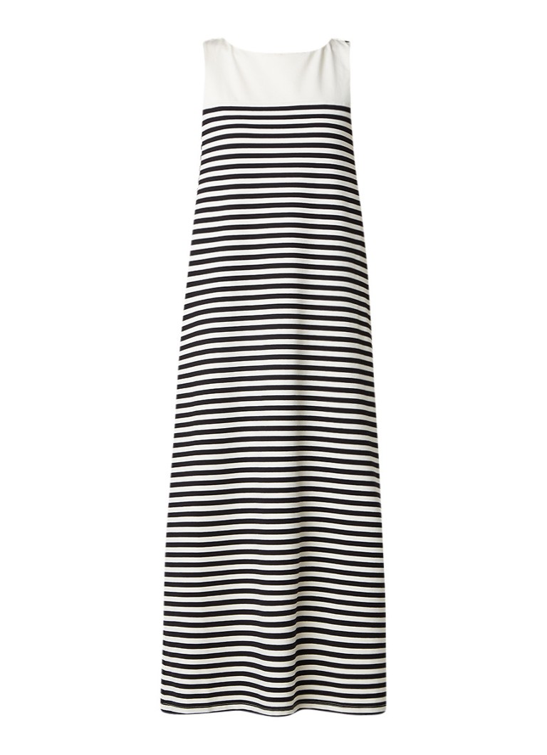 MaxMara Maxi-jurk met streepdessin en gekruiste bandjes zwart