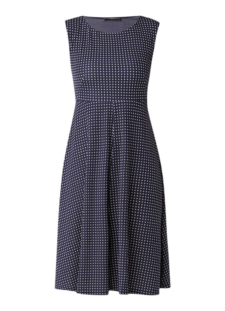 MaxMara A-lijn jurk met grafisch dessin donkerblauw