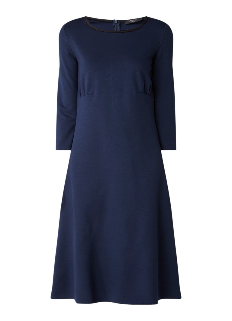 MaxMara Midi-jurk van jersey met plooidetails donkerblauw